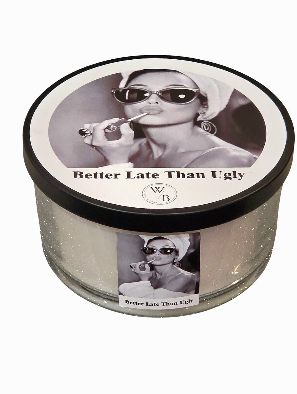 White Barn Luxury, "Better Late Than Ugly," Audrey Hepburn Print 3-Wick Candle